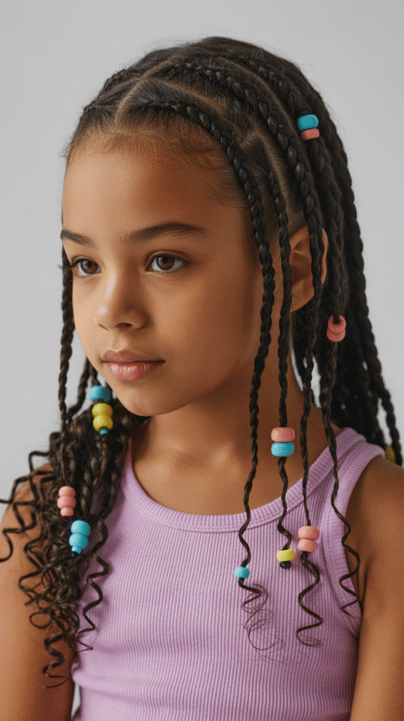 33 Fun Braided Hairstyles for Kids with Beads 20 Half-Up Half-Down Braids with Mixed Beads