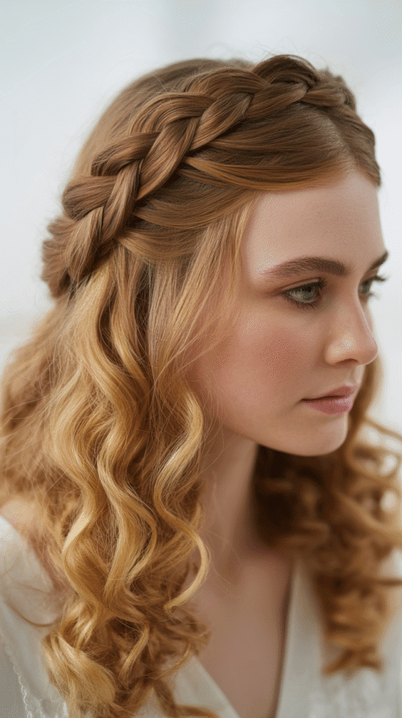 30 Step-by-Step Whimsical Hairstyle Tutorials Anyone Can Try 24 The Crown Braid with Loose Curls