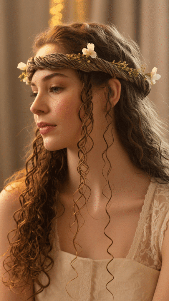 30 Elegant Elf Hairstyles for Long Hair Straight Out of a Fairytale 8 Twisted Crown with Cascading Curls
