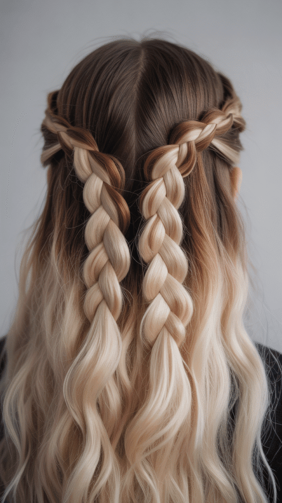 30 Elegant Elf Hairstyles for Long Hair Straight Out of a Fairytale 24  Half-Up Infinity Braid
