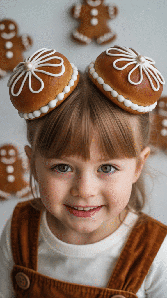 25 Adorable Christmas Hairstyles for Kids That Spark Holiday Joy 24 Gingerbread Swirl Buns