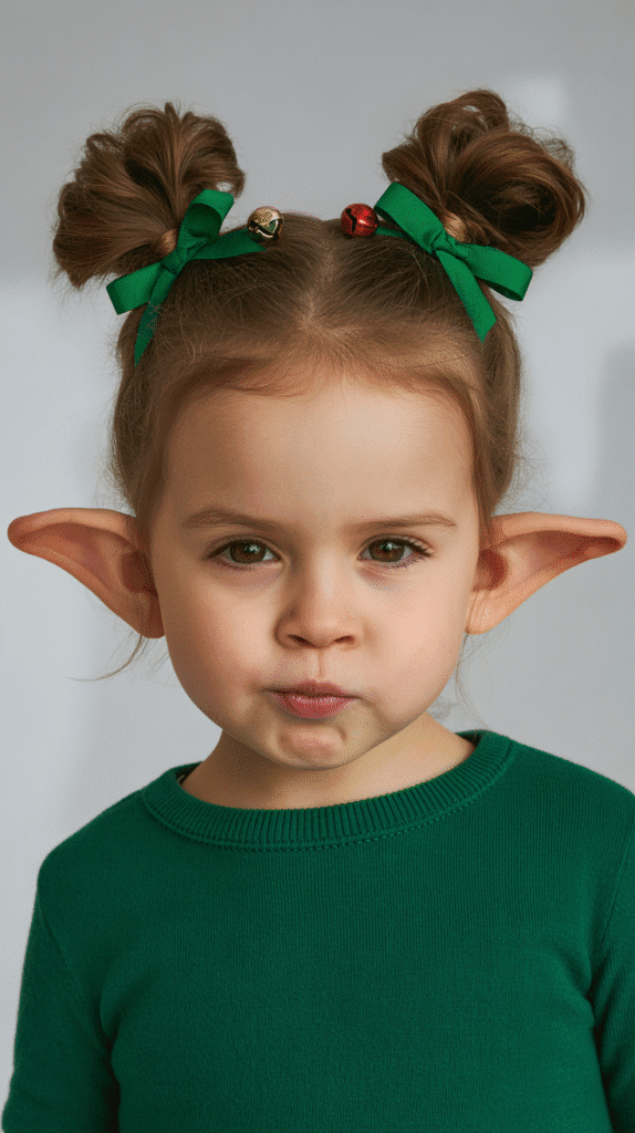 25 Adorable Christmas Hairstyles for Kids That Spark Holiday Joy 23  Elf Ears Double Buns
