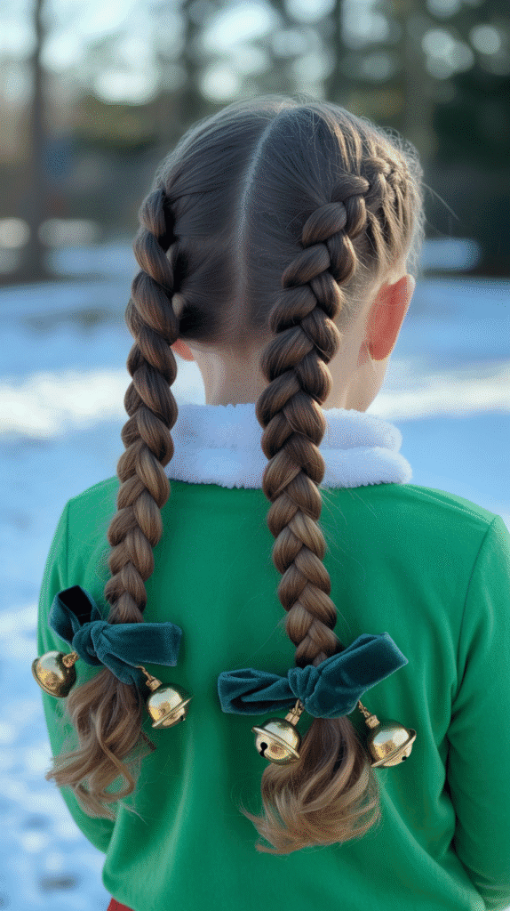 25 Cute Christmas Elf Hairstyles to Rock This Holiday Season 19 Double Dutch Braids into Low Buns