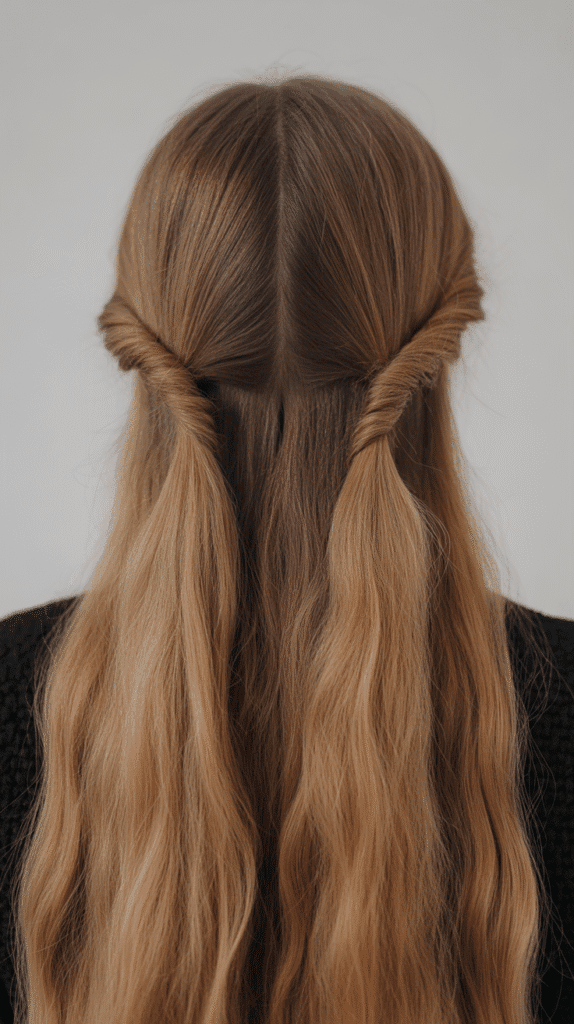 27 Chic Whimsical Hairstyles for Straight Hair That Add a Touch of Grace 21  Double Twisted Half-Up