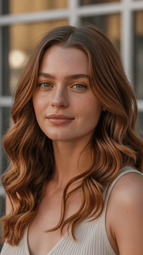 28 Best Hair Colors for Pale Skin and Green Eyes to Brighten Your Style 19 Copper Brown – Balanced Warmth