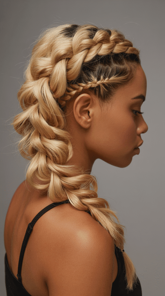 27 Classic Blonde Updo Hairstyles for Black Women for Every Occasion 22 Blonde Waterfall Braid Updo