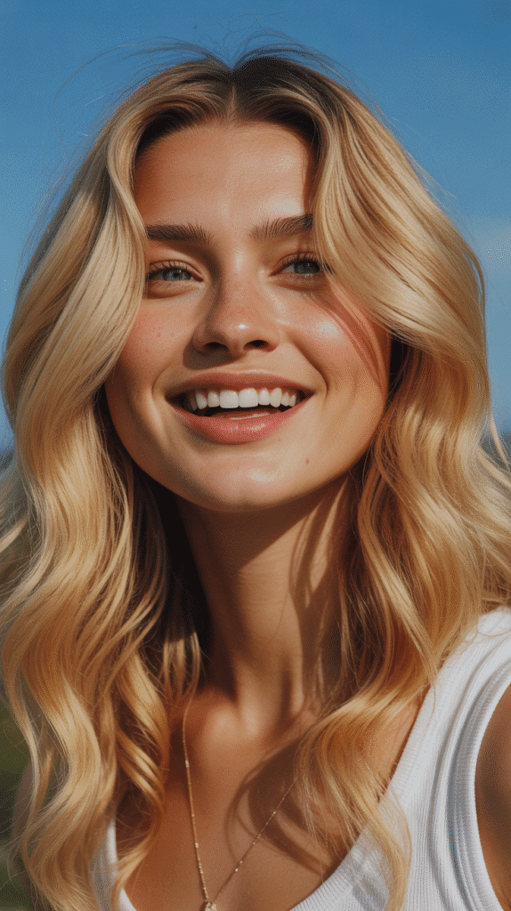 25 Stunning Hair Colors for Blue-Green Eyes That Enhance Your Look 16 Golden Blonde