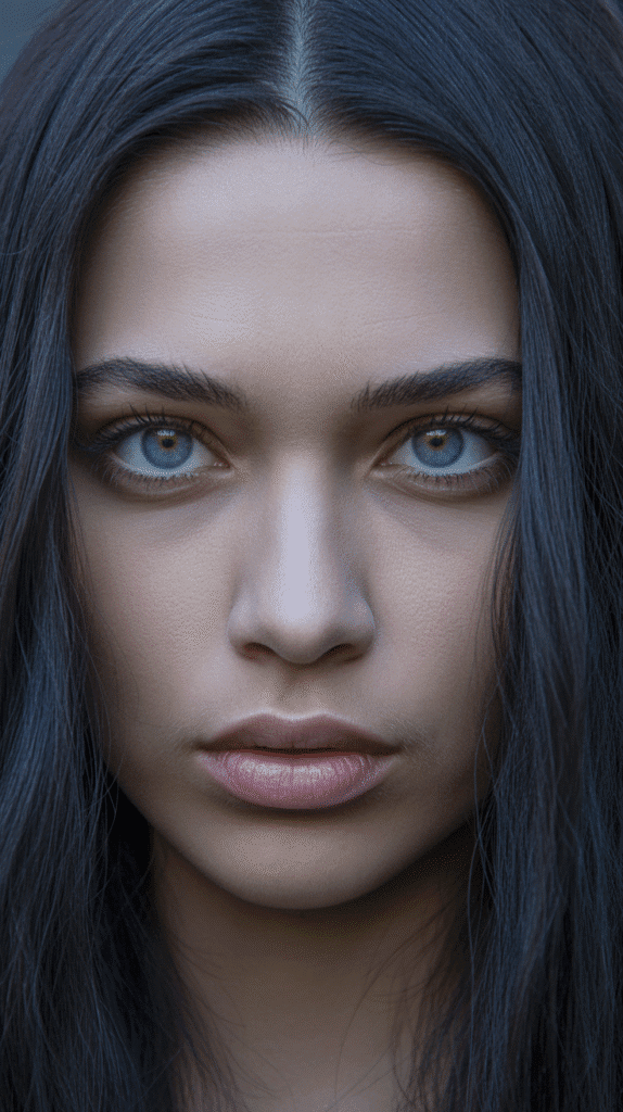 25 Stunning Hair Colors for Blue-Green Eyes That Enhance Your Look 11 Jet Black