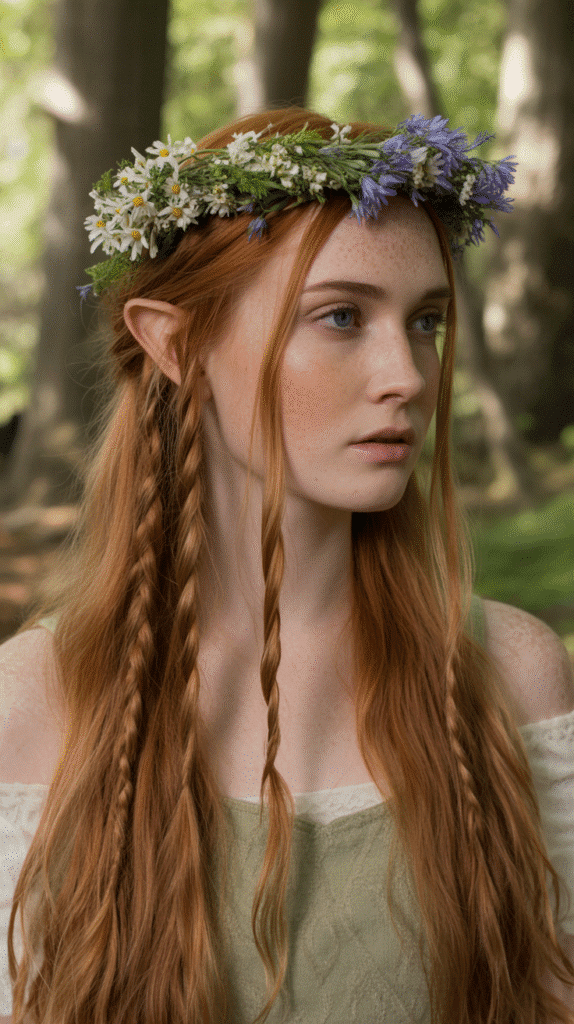 25 Step-by-Step Elf Hairstyle Tutorials Anyone Can Try 14 Crown of Flowers and Braids