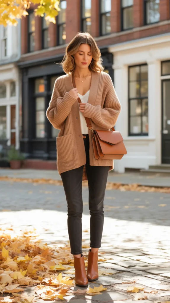 Chunky Cardigan with Skinny Jeans