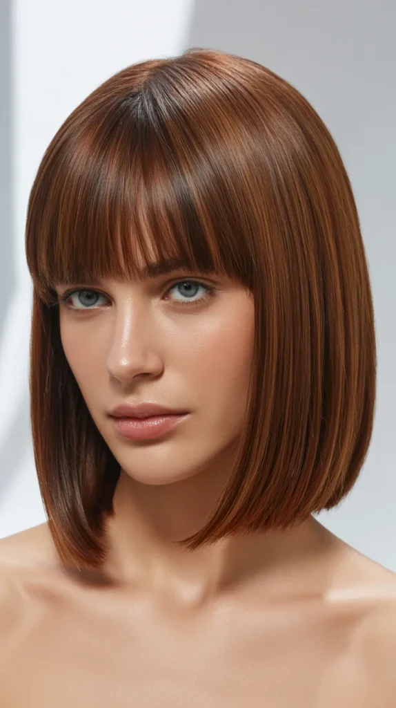 Sleek Long Bob with Blunt Baby Bangs