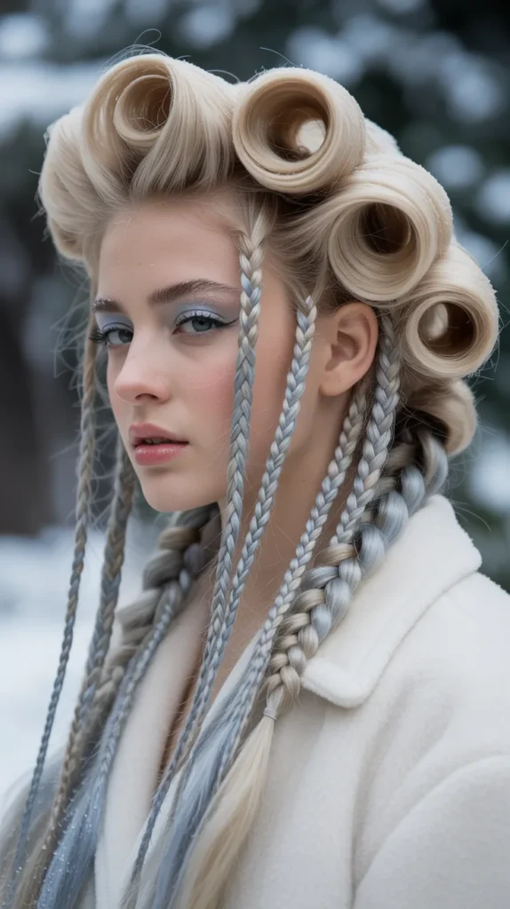  Vintage-Inspired Victory Rolls with Braids