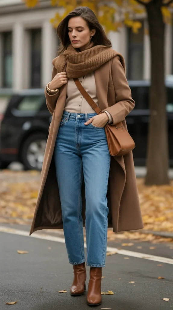  Long Coat with Straight Jeans