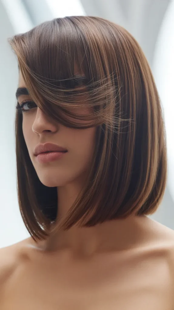  Long Bob with Side-Parted Fringe