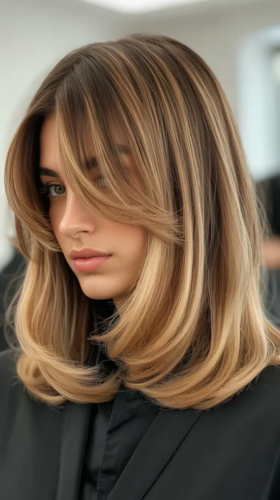 Balayage Bob with Blended Curtain Bangs
