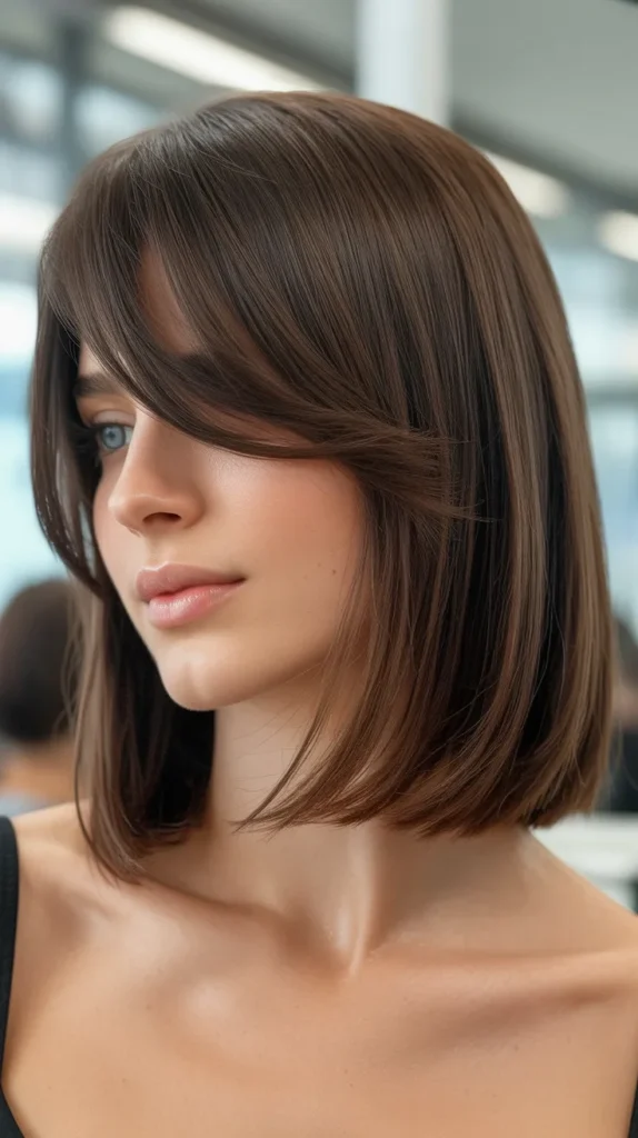 A-Line Long Bob with Side Bangs