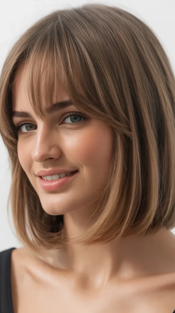 Soft Layered Bob with Curtain Bangs for Fine Hair