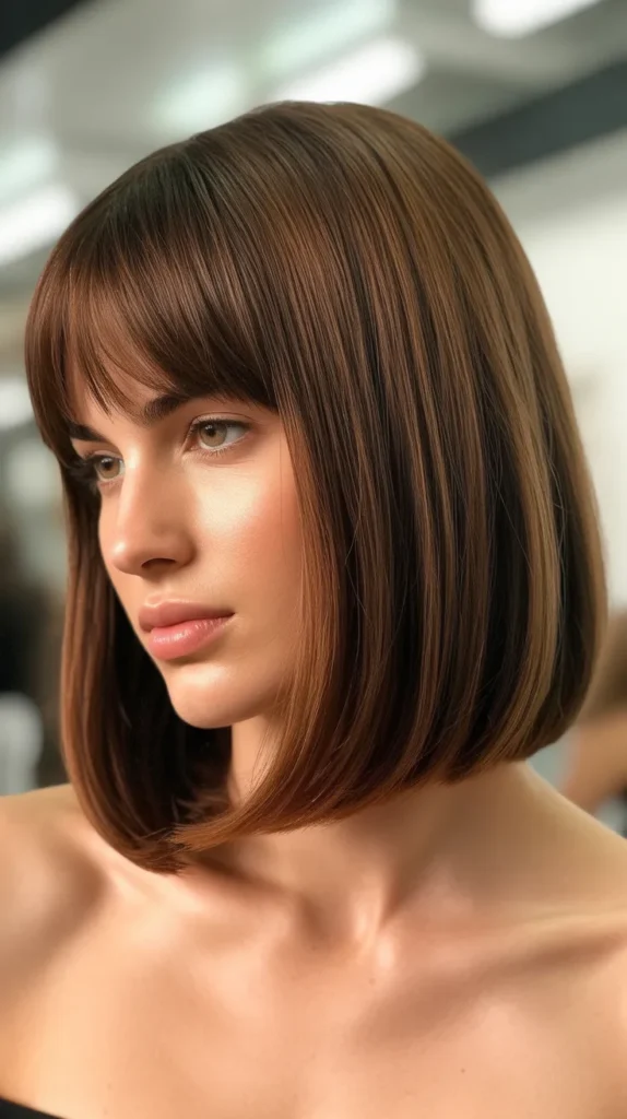 Long Bob with Curtain Bangs and Side Part