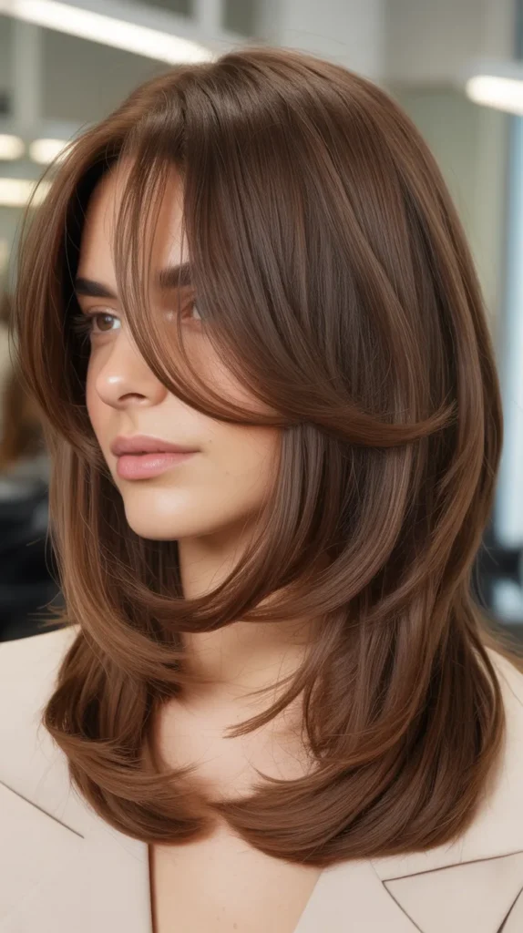 Long Angled Bob with Face-Framing Curtain Bangs