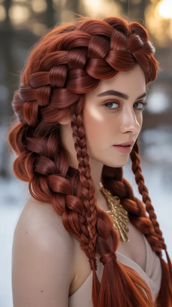 Goddess Braids with Mahogany Red