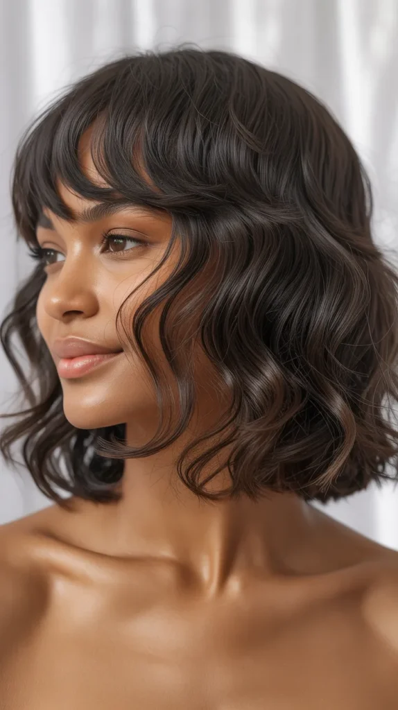  Textured Long Bob with Fringe