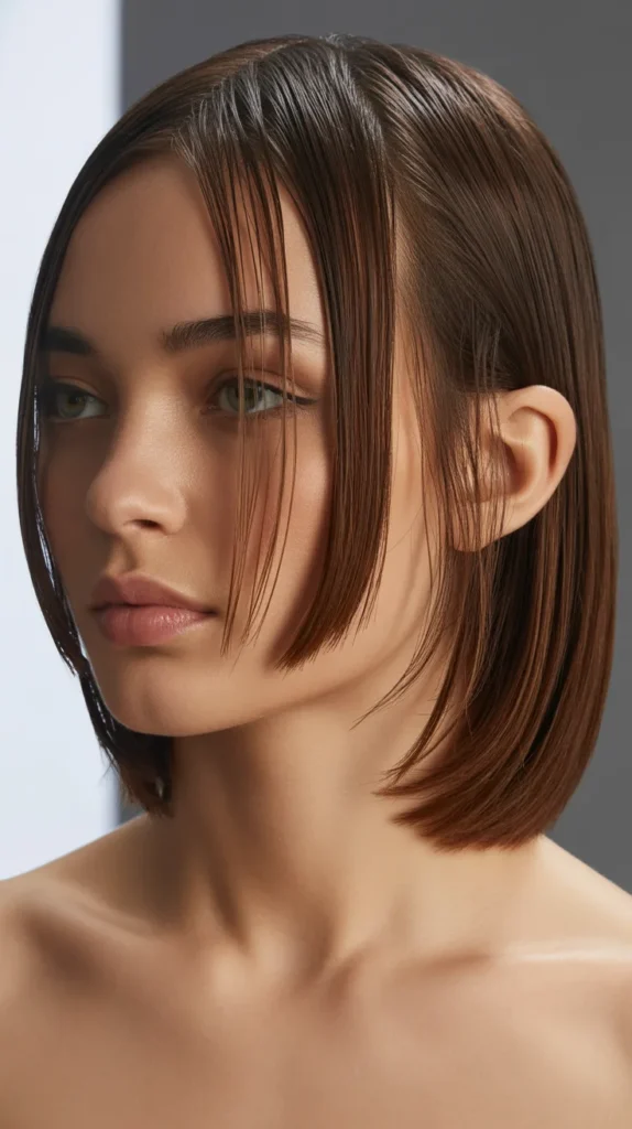 Long Bob with Center-Parted Bangs and Layered Face Frame