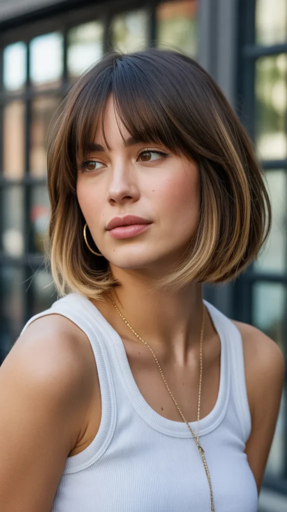 Layered Lob with Peek-a-Boo Bangs