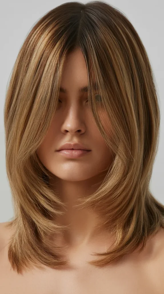 Shaggy Bob with Curtain Bangs and Balayage