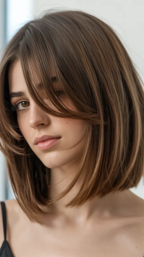 Graduated Bob with Curtain Bangs and Face-Framing Layers