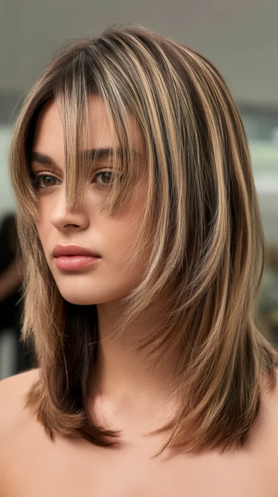 Long Bob with Piece-y Bangs and Root Shadow