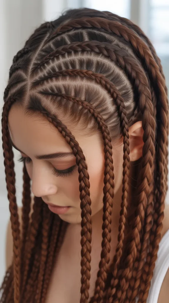 Cornrows with Rich Chocolate Brown