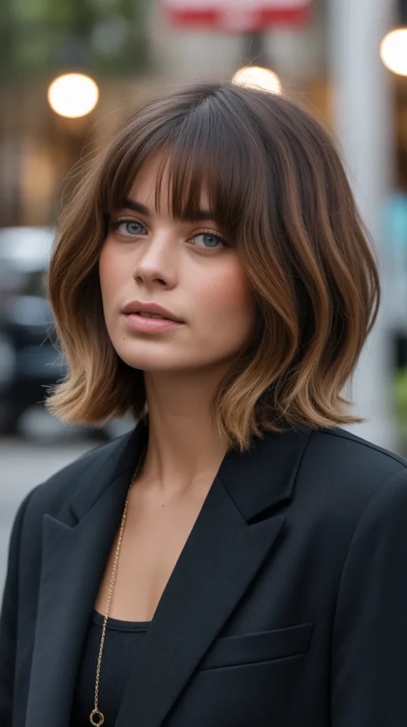 Long Bob with Heavy Bangs and Minimal Layers