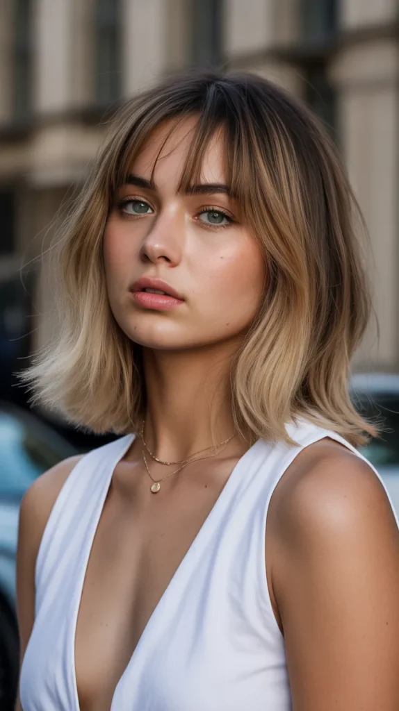 Undone Long Bob with Messy Bangs