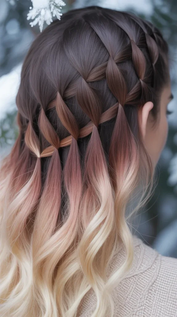 Ombre Blonde to Brunette Triangle Braids