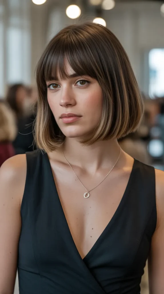 Graduated Long Bob with Feathered Bangs