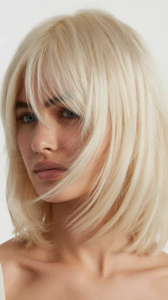 Platinum Blonde Bob with Wispy Layers