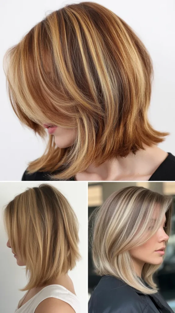 Layered Long Bob with Highlights and Lowlights