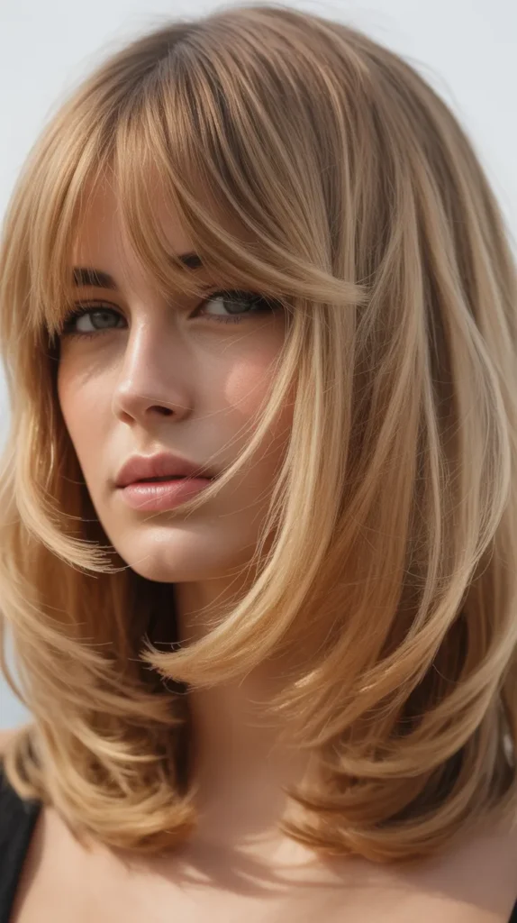 Textured Beachy Waves with Curtain Bangs