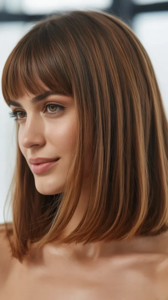 Long Bob with Curtain Bangs and Micro Layers Throughout