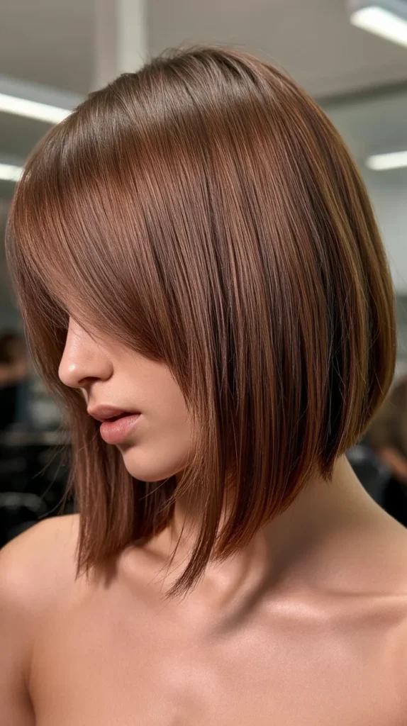 Asymmetrical Long Bob with Side-Swept Bangs