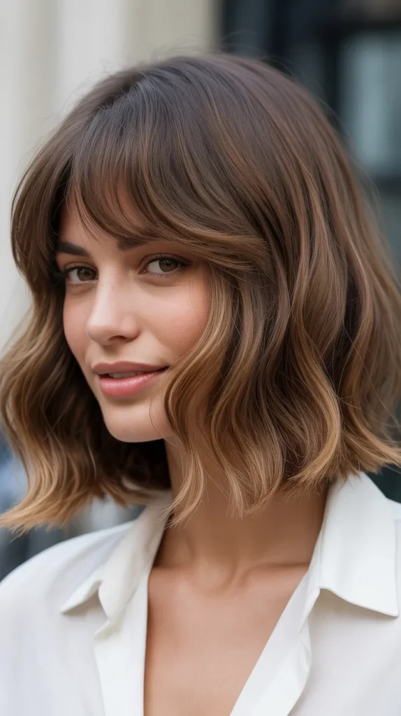 Messy Long Bob with Curtain Bangs