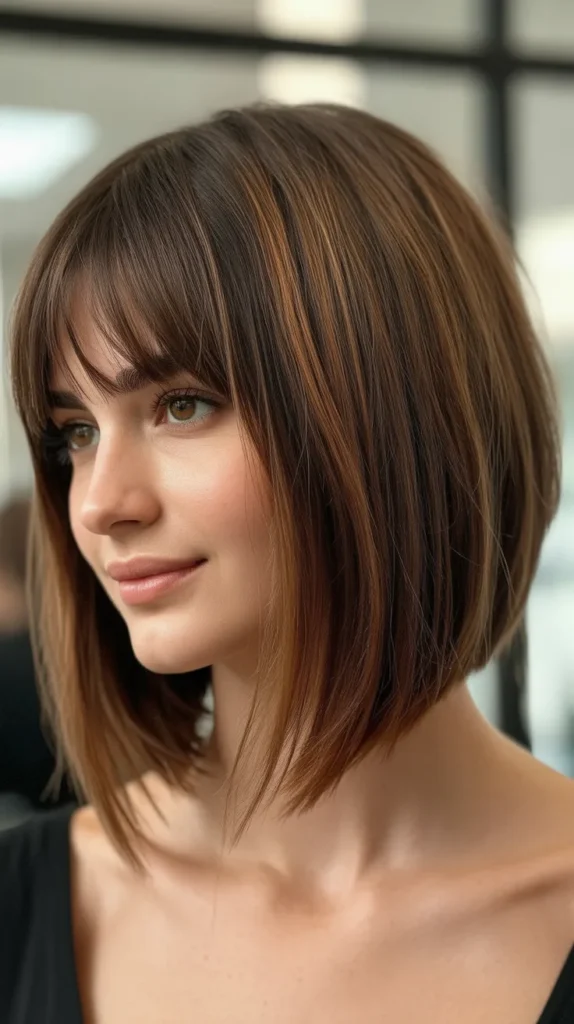 Angled Long Bob with Shaggy Fringe