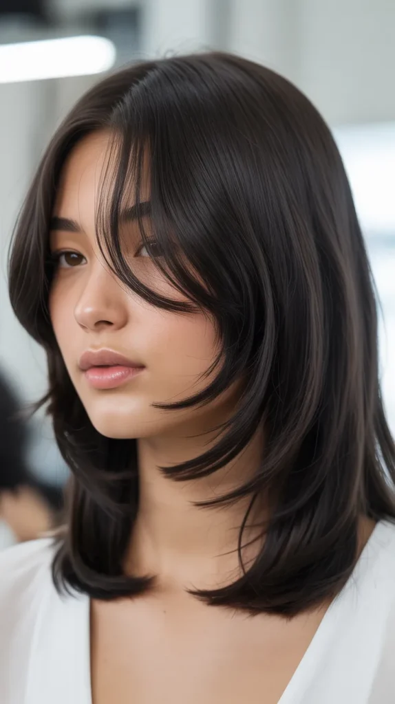 Long Bob with Curtain Bangs and Face-Framing Layers
