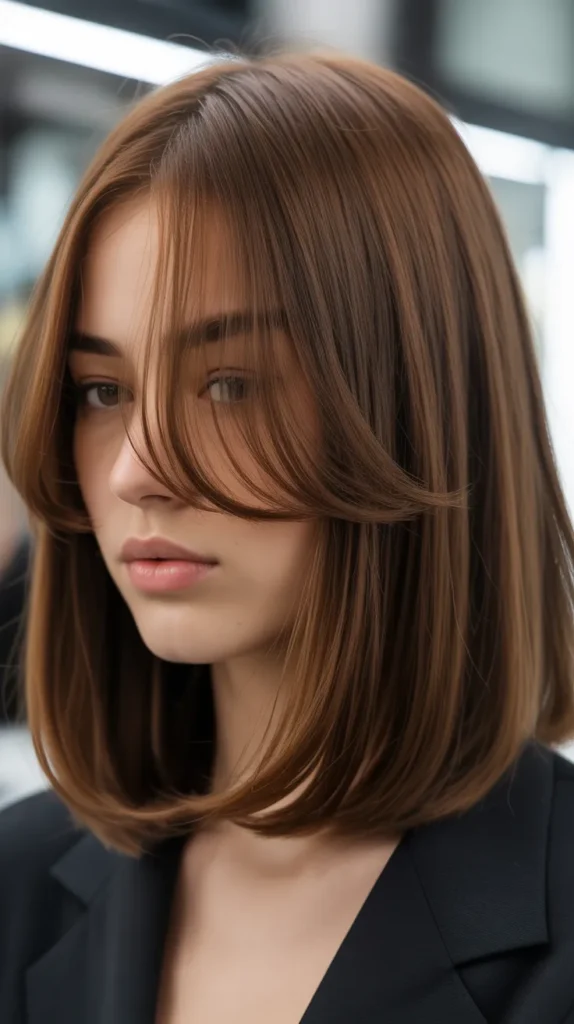 Long Bob with See-Through Curtain Bangs
