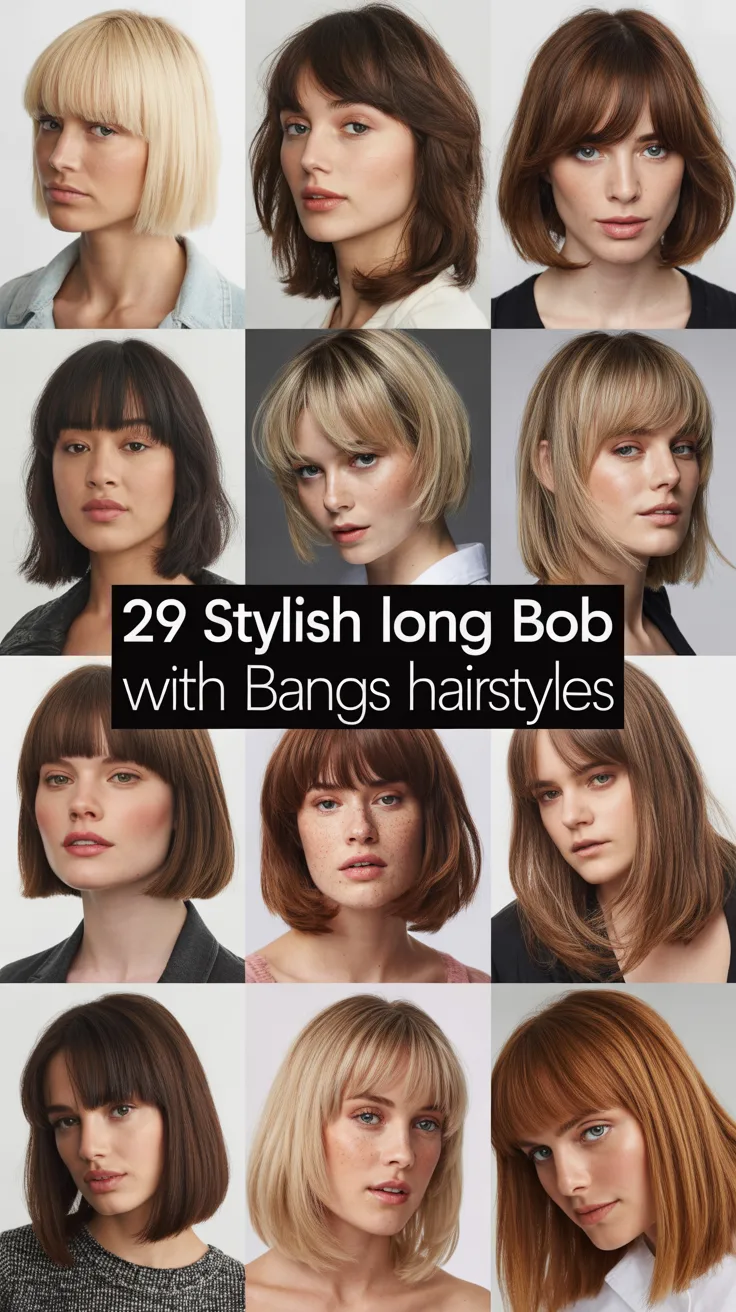 29 Stylish Long Bob with Bangs Hairstyles