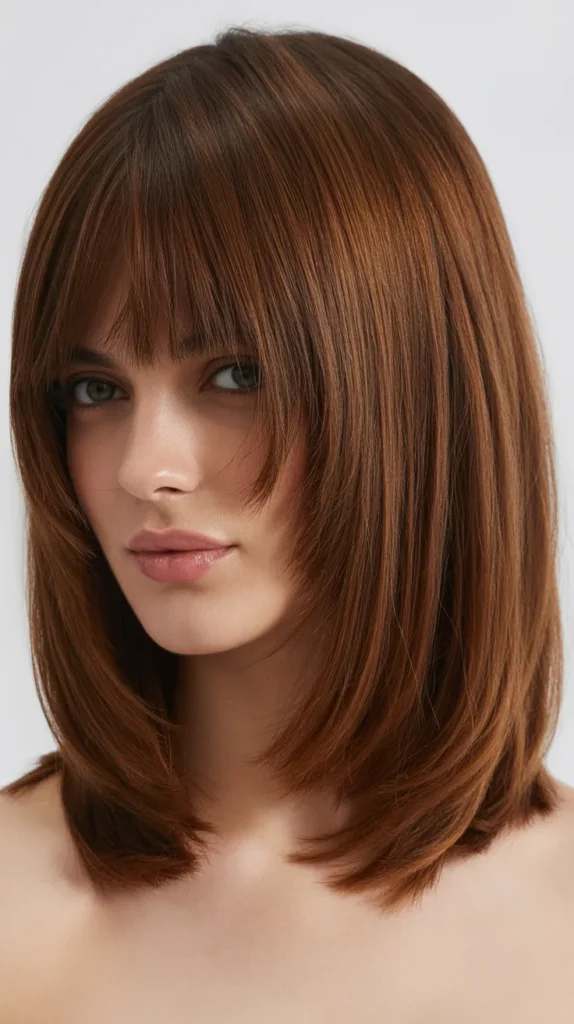  Long Bob with Full Fringe and Soft Layers