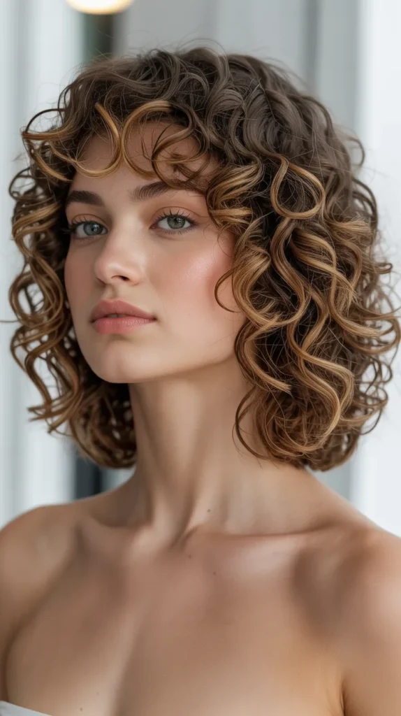 Curly Long Bob with Curly Bangs