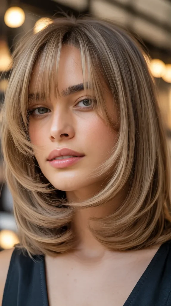 Long Bob with Curtain Bangs and Flipped Ends