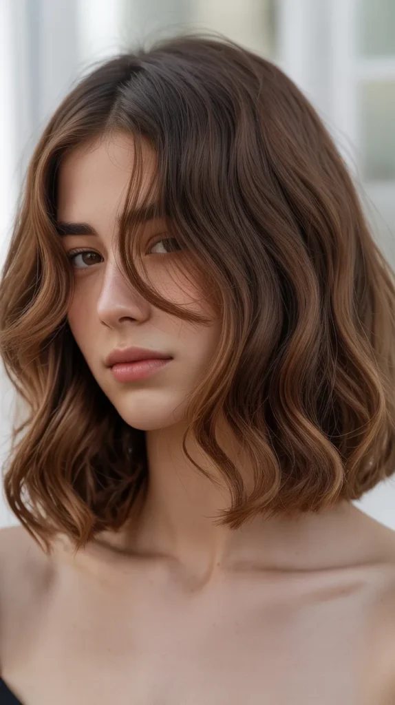 Wavy Long Bob with Curtain Bangs