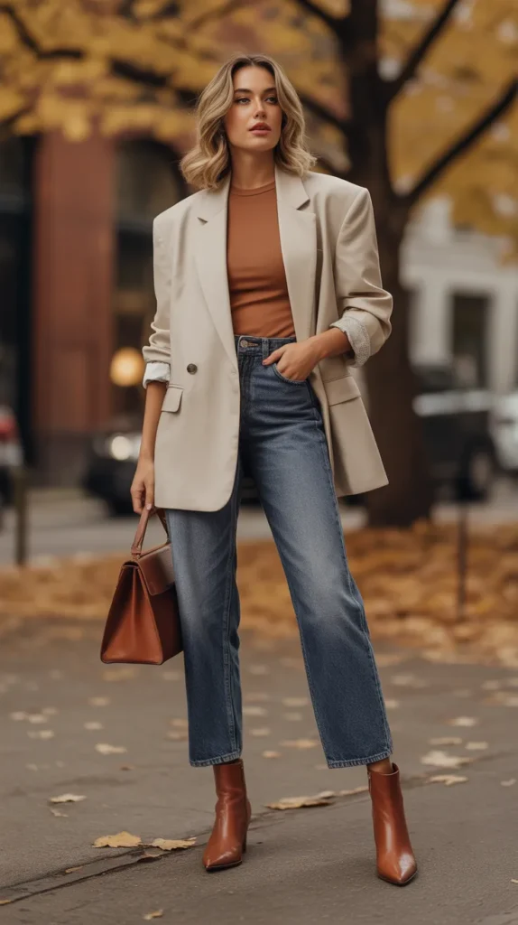  Oversized Blazer with Straight-Leg Jeans